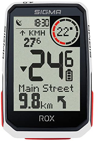SIGMA SPORT ROX 4.0 White, 2.4'' GPS Fahrradcomputer & Navigation, wasserdicht, E-Bike kompatibel, Höhenmessung, inkl. GPS Halterung