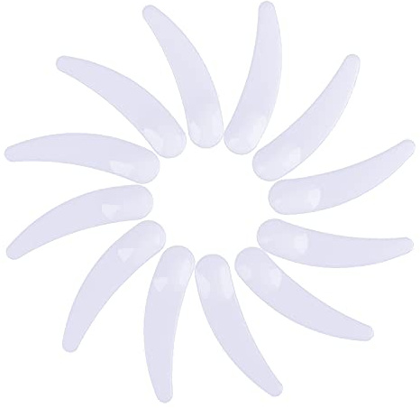 Euvoym 50 PCS White Disposable Cosmetic Spatula Disposable Facial Spatulas Plastic Curved Cosmetic Spatula Scoop Mini Makeup Mask Spatula Plastic Smooth Waxing Spatulas for Mix Cream Makeup
