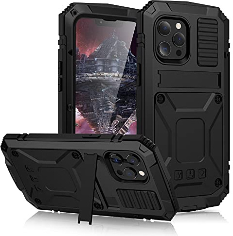 ANROD Funda para iPhone 13 Mini, resistente al agua, a prueba de golpes, carcasa rígida de aluminio y metal Gorilla Glass, militar, resistente, funda protectora para iPhone 13 Mini, con soporte (13