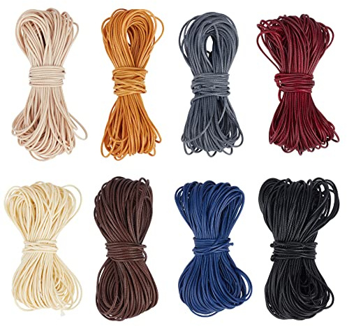 PH PandaHall 120m Filo Poliestere Cerato 1mm Corda Cerata per Macramè, 8 Colori Filo di Cera per Creazione di Gioielli Collane Braccialetti Macramè Artigianato Fai Da Te