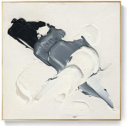 Handgemalte Acrylbilder, Schwarz Weiß Grau Dicke Textur Dreifarbig Minimalistisch Abstrakt Modern Groß Original Handbemalte Messer Kunstwerke Gemälde Auf Leinwand Wandkunst Für Home Office Deko