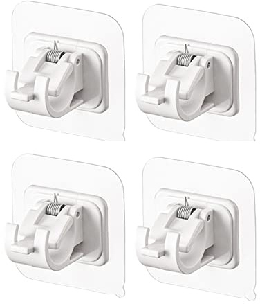 4Pcs Self Adhesive Curtain Rod Bracket Curtain Pole Wall Brackets Towel Rod Hooks Curtain Pole Wall Brackets Towel Rod Hooks Fixing Rod Holder for Home Bathroom Kitchen