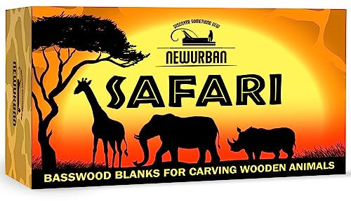 Rohlinge aus Lindenholz zum Schnitzen von Holztieren – Schnitzset mit Nashorn Giraffe Elefant – Holzschnitzset für Anfänger – Linden-Holzbearbeitungsset für Kinder, Erwachsene – 3 unfertige Holzblöcke