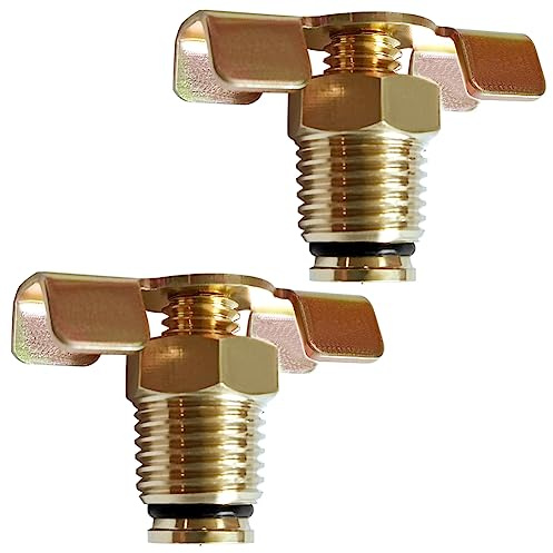 Uenede 2PCS Drain Cock 1/4NPT Male Brass Wing Style Drain Valve, Air Compressor, Radiator, Pump, Filter, Tank Replacement Part