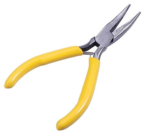 VILLFUL Pince Bec Courbé Acier Inoxydable Avec Mâchoire Plate Poignée Antidérapante Ressort Pour Travaux De Bijoux Artisanat Et Électronique