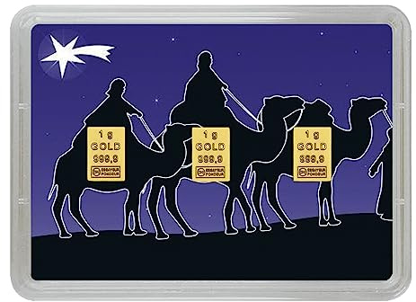 Goldstücke24 - Geschenk zu Weihnachten - Heilige Drei Könige - Goldbarren 3g - Geschenkidee - Echtheitsgarantie