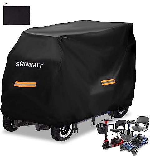SRIMMIT - Funda de Almacenamiento para Scooter de Movilidad Mejorada, Resistente, Tela Oxford 420D, Impermeable, Anti-UV, Duradera con Tira Impermeable, Tiras Reflectantes, 3 Hebillas y Bolsa de