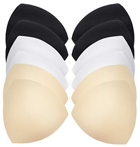FLAVNTEL 6 Paia di Cuscinetti per Reggiseni, Inserti di Coppe per Reggiseno, Inserti per Reggiseno Triangolare Traspiranti Colore della Imbottitura Seno Rimovibile Morbidi Donne E Ragazze, 3 Colori