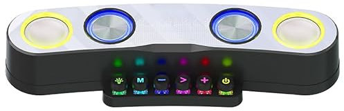 Altavoces de computadora, 6 coloridos RGB PC Altavoces Barra de sonido para juegos Inalámbrico Bluetooth 5.0, Barra de sonido de escritorio Soporte Tarjeta TF Radio FM Pantalla LED para computadora