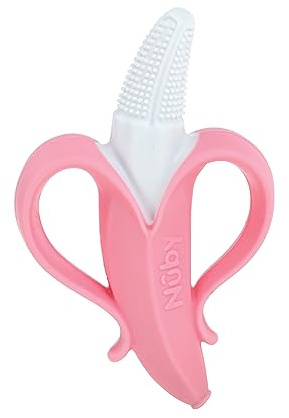 Nuby NanaNubs Banana Massaging Toothbrush - Baby Teething Toy - 3+ Months - Pink