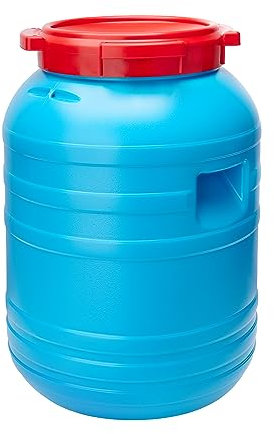 Garronda 30 Liter Plastikfass Lebensmittelfass aus HDPE-Kunststoff Regentonne Kunststofffass Universalfass Deckelfass Lebensmittelecht Wasserfass Regentonne Lagerfass Stabile Griffmulden GD-0055