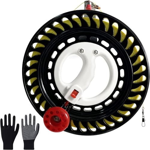OLizee® Dia Drachenrolle für Erwachsene mit 609,6 m hoher Festigkeit, Drachenschnur mit Sicherheitsverriegelung, Handschuhen und Verbindungsstück, großer Handgriff, Hochgeschwindigkeitslager-Design