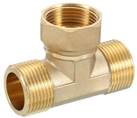 uxcell Brass Tee Swivel Pipe Fitting, G3/4 (Male x Female x Male) 3 Way T-Connector Fitting Coupler for Air Conditioner Refrigeration Plumbing, 1pcs