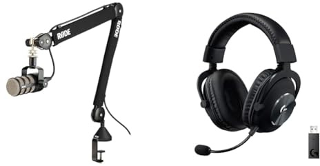 RØDE PSA1+ Professionelles Gelenkarmstativ & Logitech G PRO X Lightspeed Kabelloses Gaming-Headset mit Blue VO!CE Mikrofonfiltertechnologie