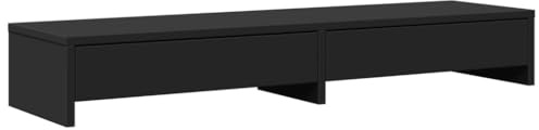 vidaXL Monitorständer, Monitorerhöhung mit Schubladen, Bildschirmständer für Arbeitsbereich, Schreibtischaufsatz, Schwarz Holzwerkstoff