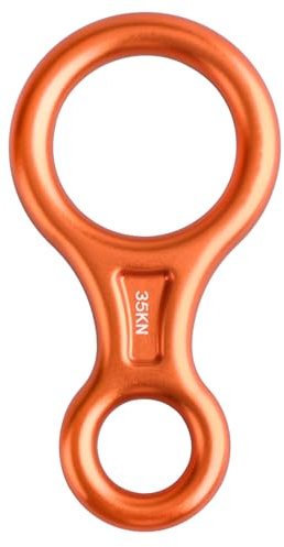 Azarxis 35 kN Climbing Rescue Figure 8 Descender Rigging Plate Heavy Duty & Large & High Strength Rappel Device Equipment for Rappelling, Belaying, Tree Climbing, Aerial Silks Rigging (Orange)