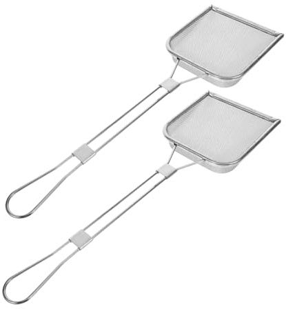 Espumadera Plata 2 Piezas de Acero Inoxidable Cuadrada | Gran Capacidad, Filtrado, Uso Versátil en Frituras y Cocción, Apta para Cocinas Profesionales y Amateur