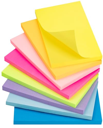 OWLKELA Haftnotizen 600 Blatt, 76x127mm, 8 Farben, Bunte | Selbstklebende Haftnotizzettel, Repositionierbar, zum Markieren & Hervorheben, fuer Buero & Schule