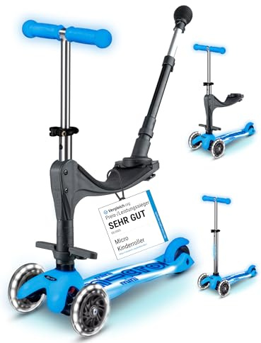 micro™ Mini micro Deluxe Glow LED Plus 3in1 | Höhenverstellbar & Mitwachsend | Das ORIGINAL | Kinderroller ab 1 Jahr | Inklusive LED Rollen, Griff & Sitz | Jungs & Mädchen 1-6 Jahre