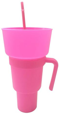 Tumbler Popcorn Secket Snack Cup, Straw Bucket for Drinks, Popcorn Snack Cup, Combination Cup Bowl with Straw, Heat Resistant Snack Containers for Movie Theaters