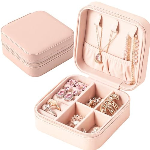 Ezranova Jewellery Box for Women, Portable Jewelry Box, Organizer PU Leather Mini Travel Jewelry Storage Case for Rings Earrings Necklace Bracelets Jewelry Gift for Women Girls