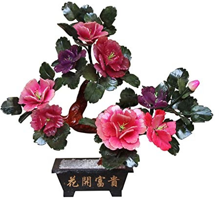 erkebspm Fausses Plantes 14 Pouces Arbre Artificiel Naturel Jade bonsaï Jade Sculpture Fleur bonsaï Ornement Bureau Maison Bureau décoration Plantes artificielles en Pot