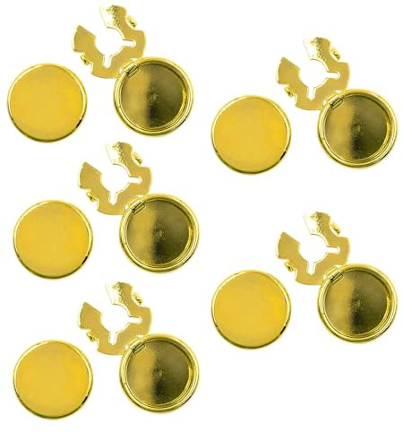 10 Piezas Manguitos Redondos de con Cubierta de Botones, Botones de Puño Redondo de latón con Cubierta de Gemelos, para Camisa Formal de Boda para Hombres Dorado
