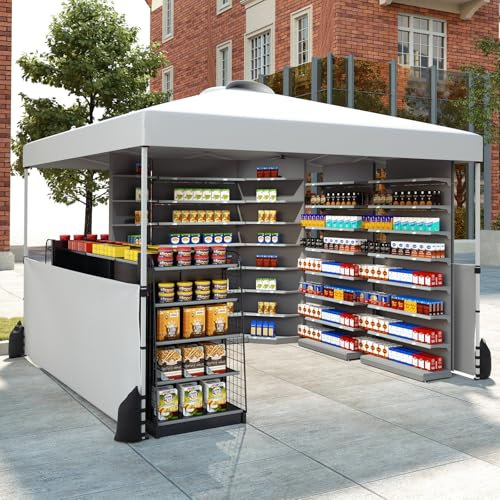 GOPLUS Tonnelle Pliante 3x3 M Demi-Parois, Tente de Reception Pop-Up Réglable 266/276/286CM avec Sac à roulettes, 8 Piquets, 4 Sacs de Sable, Pavillon Pliable pour Patio,Cour (3x3x2,86M|Blanc)