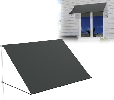 YRHome Markise Fallarmmarkise einziehbar 200x145 cm - Balkonmarkise & Sonnenschutz für Terrasse/Garten - Wetterfest mit UV-Schutz Inkl. Montagezubehör - Ideal für Fenster & Balkon (Anthrazit)