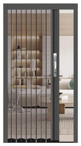 Akkordeon-Tür ohne Bohren mit grauem Bildschirm, Metallverriegelungssystem für Schlafzimmer, Schrank, Eingang, platzsparende Falttürlösung