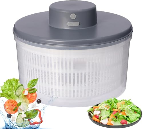 Essoreuse à salade électrique 3 L – Séchoir à laitue et légumes à séchage rapide, déshydratation rapide en 10 secondes pour salade verte et fruits, panier égouttoir