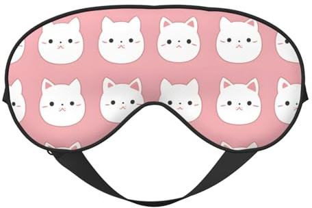 Augenmaske zum Schlafen, niedliche rosa Katzen-Schlafmaske mit verstellbarem Riemen