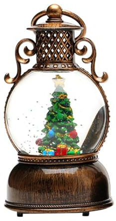 KiBcsLic Sfera Luminosa Lanterna di Natale Lampada Da Comodino Decorazione Da Tavolo con Musica E Fiocchi a Cascata Adatta per Feste a Tema Compa, Albero di Natale