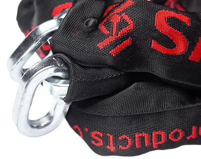 SAS Security Products Heavy Duty Square Shackle Chain, 2 Metres x 14mm, Hardened Steel, Cloth Sleeve Cover, Zinc-Coated, for Trailers, Caravans, Motorbikes