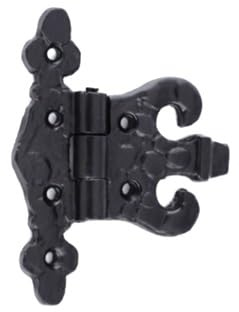 Black Antique Unequal Hinges Pair with Epoxy Black Finish, 89mm Decorative Hinges for Cabinets, Cupboards, and Furniture Doors