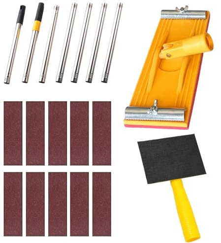 Lijadora de pared, lijadora manual giratoria con varilla extensible, herramienta de lijado de yeso y techo, ideal para, pisos, techos, mejoras del hogar, sitios de construcción, 8.66