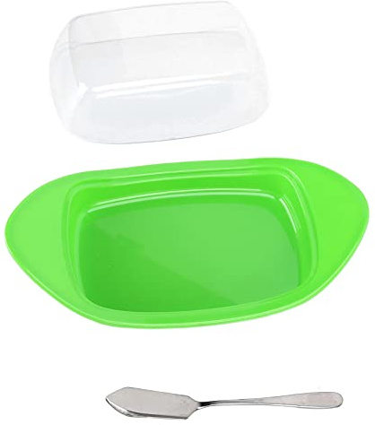 Caja de mantequilla Contenedor de queso Caja para cortar mantequilla Cuchillo de acero inoxidable de grado alimenticio Almacenamiento de cocina para mantequilla Queso Pasteles (Mantequera con forma