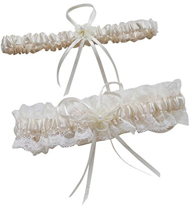 VEPYCLY Women's Stain Wedding Bridal Garter BG008IV, One Size, Ivory