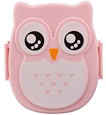 Yosoo Portatile Gufo Perfetta Scatola Pranzo Tenuta Rettangolare Pranzo Lunch Box Alimentare Frutta Storage Container per bambini e adulti 6,3  x 5,11  x 2,75  900ML rosa