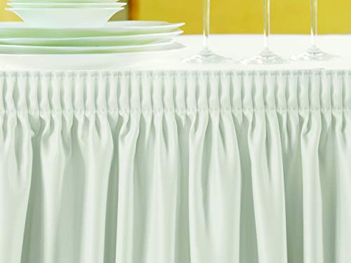 Gastro Uzal Skirting Tischdecke Weiß, Plisseefalte: 410 x 73 cm, Tablerock