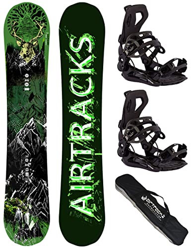 AIRTRACKS Herren Set Board Forest King Carbon Wide Hybrid Rocker 153 - Snowboard Bindung Master L - Sb Bag