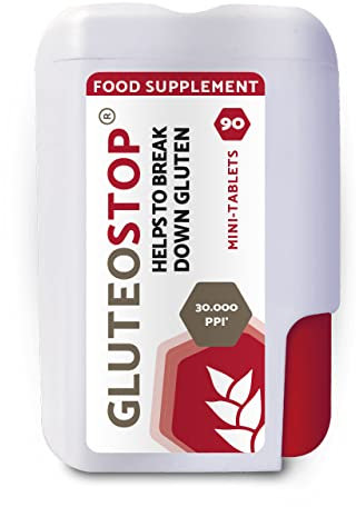 GluteoStop® - aide à décomposer le gluten - sensibilité au gluten - régime pauvre en gluten - enzyme (180 mini comprimés)