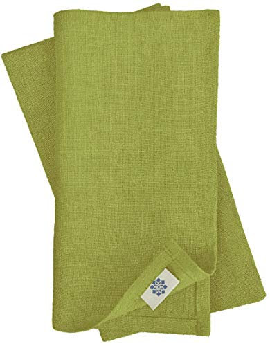Linen & Cotton Hochwertige 4 x Stoffservietten/Servietten Stoff/Leinenservietten Hygge -100% Leinen, Grün (45 x 45cm) für Feiern Home Küche Esstisch Tischdekoration Abendessen Cafe Restaurant