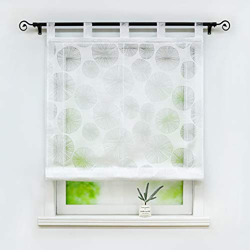Joyswahl Alicia Tenda per finestra a pacchetto in voile, colore bianco, effetto dévoré, con passanti, decorazione tessuto motivo cerchi, 1 pezzo, (L x A) 80 x 150 cm