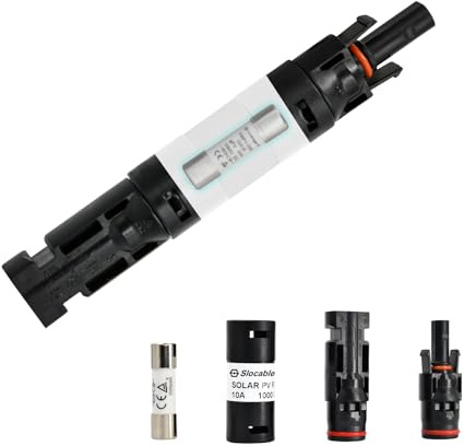 Slocable Solar Sicherungshalter-Anschluss,15A IP68 wasserdich 1000v Inline-Sicherung, für Zum Schutz von Sonnensystemen（mit 10X38mm Sicherung ）