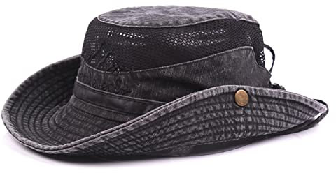 KeepSa Baumwolle Sonnenhut Herren Sommerhut UV Schutz Wanderhut Fischerhut Trekking Faltbar SafariHut mit Kinnband Outdoor Buschhut Hiking Bucket Hat