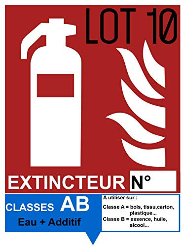 Autocollant vinyl - Signalétique extincteur AB Eau + Additif - L.150 x H.200 mm - 10