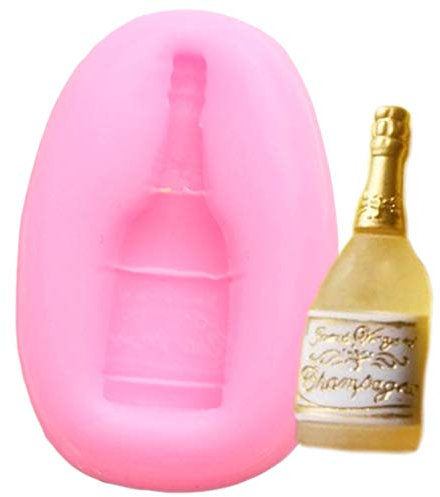 JLZK 3D Bottle Silicone Mold Diy Wedding Champagne Cake Decorating Tools Polymer Clay Fondant Baking Chocolate Candy Moulds
