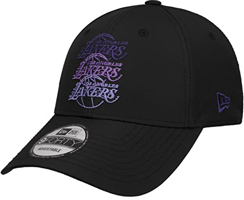 New Era Herren Stack Logo 9forty Los Angeles Lakers Baseballkappe, Schwarz, Einheitsgröße