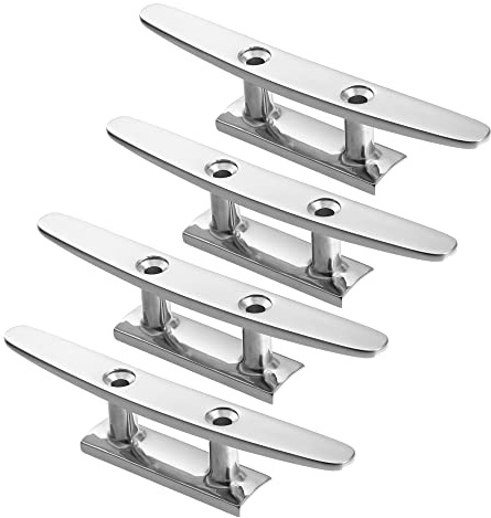 X AUTOHAUX 4 Pcs 6 Inch 150mm Stainless Steel Flagpole Cleat Hook for Boat